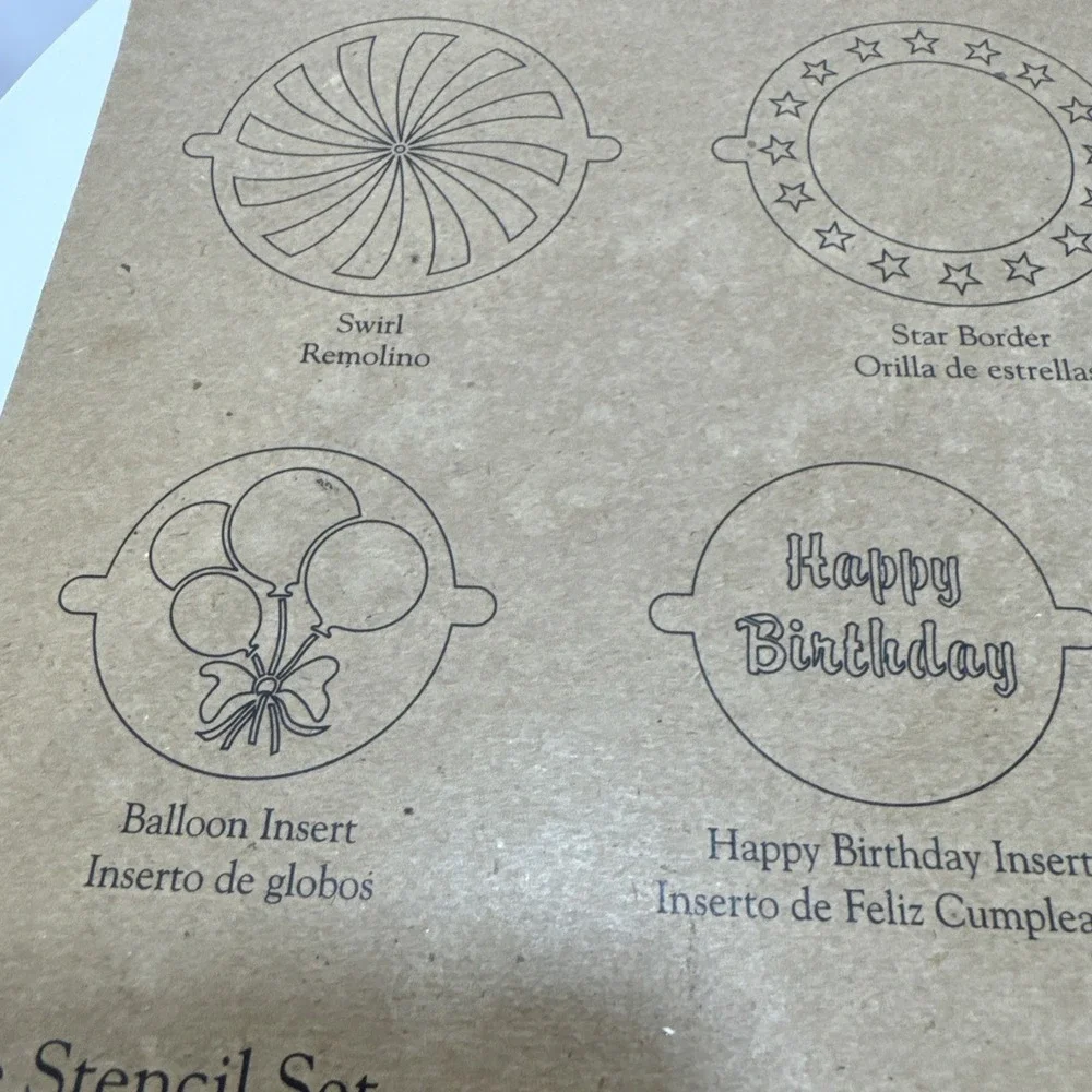 Pampered Chef Cake Stencil Set #1535 New Birthday Heart Balloon Celebration